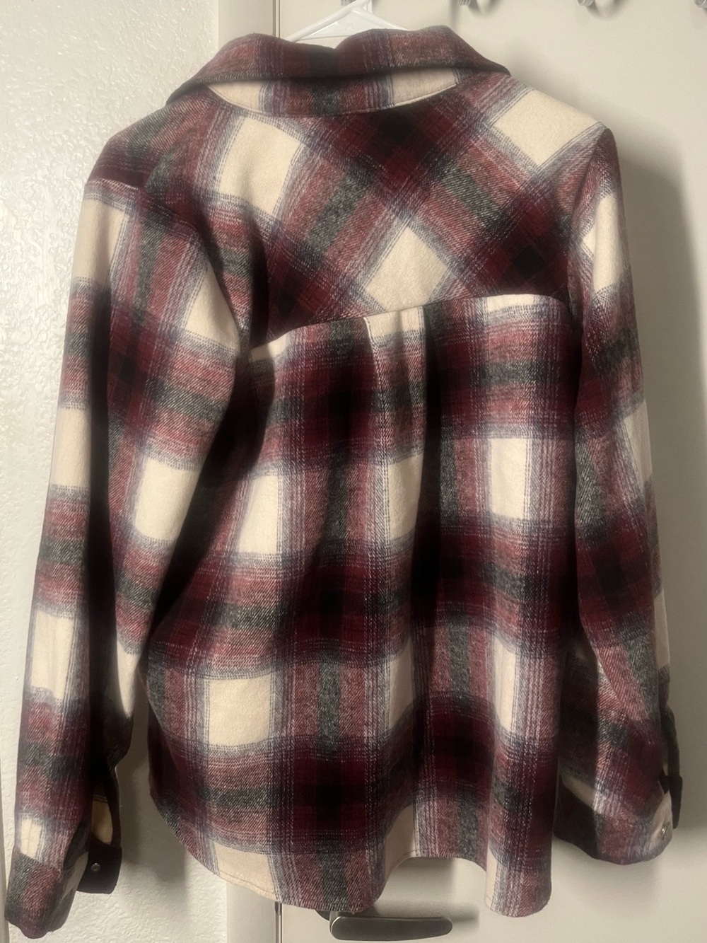 Zenana Outfitters Burgundy and Cream Plaid Shirt - Picture 4 of 4